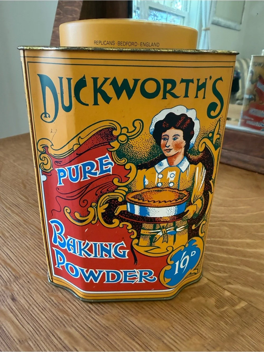 VTG Duckworth's Pure Baking Powder Storage Tin w Graphics